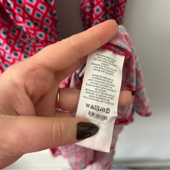 Free People It Takes Two Wrap Mini Dress Long Sleeve Geometric Print Size Large - Picture 5 of 11